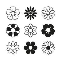 Set of Minimal Line Art Flower Icons