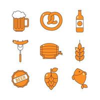 Simple Line Art Oktoberfest Icons Concept vector