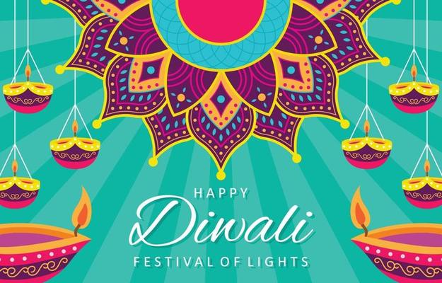 Free Vector  Happy diwali festival classic red background design