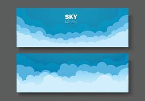 Conjunto de banner de fondo de cielo y nubes. ilustración vectorial vector