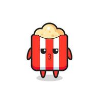 the bored expression of cute popcorn characters vector