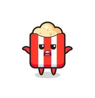 popcorn mascot character saying I do not know vector