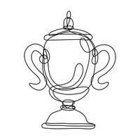 Copa de campeonato o trofeo de campeón vista frontal dibujo de línea continua vector