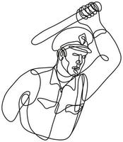 Policeman Striking with BatonPolice  Brutality Continuous Line Drawing vector