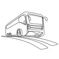 Tourist Coach or Shuttle Bus Low Angle View  Continuous Line Drawing vector