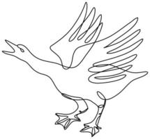 Angry Goose About to Attack Side View Continuous Line Drawing vector