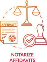 Notarize affidavits red concept icon vector