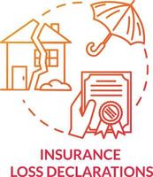 Insurance loss declaration red concept icon vector