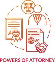 Powers of attorney red concept icon vector