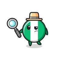 nigeria flag badge detective character is analyzing a case vector