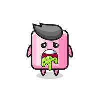 the cute marshmallow character with puke vector