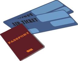 Passport and air tickets travel set vector illustration