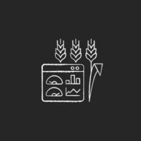 icono de tiza blanca de control y gestión de cultivos y suelos vector
