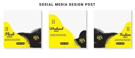 media social post template set collection vector