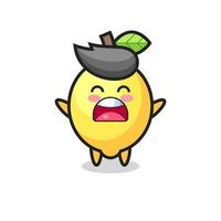 cute lemon mascot with a yawn expression vector