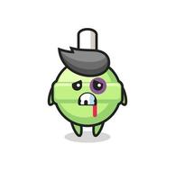 injured lollipop character with a bruised face vector