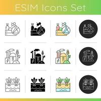 Agricultural business icons set vector