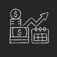 Long term investment chalk white icon on dark background vector