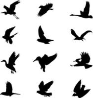 Flying birds silhouettes collection for creating artwork compositions vector