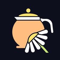 Chamomile tea RGB color icon for dark theme vector