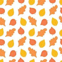 Autumn Leaves seamless pattern. vector background with plant.