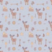 seamless pattern with wild deer, elk. Seamless pattern animal vector