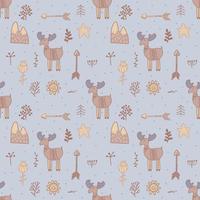 seamless pattern with wild deer, elk. Seamless pattern animal vector