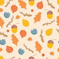 Autumn Leaves seamless pattern. vector background with plant.