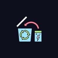 Battery recycling RGB color manual label icon for dark theme vector