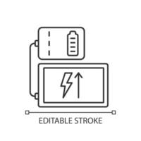 Powerbank for tablet linear manual label icon vector