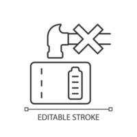 Dont crush powerbank linear manual label icon vector