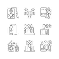 Power bank instruction linear manual label icons set vector