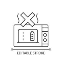Dont microwave powerbank linear manual label icon vector