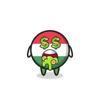 hungary flag badge character with an expression of crazy about money vector