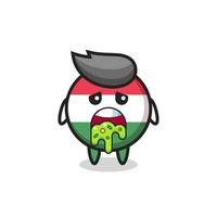 the cute hungary flag badge character with puke vector