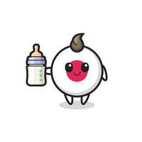 baby japan flag badge cartoon character with milk bottle vector