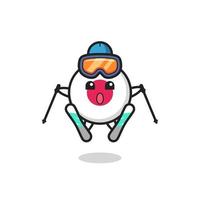 personaje de la mascota de la insignia de la bandera de japón como jugador de esquí vector