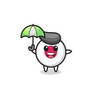 cute japan flag badge illustration holding an umbrella vector