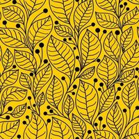 Yellow seamless background with laurel tree branches vector