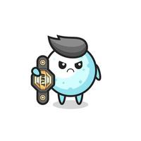 snowball mascot character as a MMA fighter with the champion belt vector