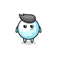 cute snowball character with suspicious expression vector