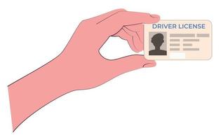 Driving license in hand. Plastic card for personal identification. vector