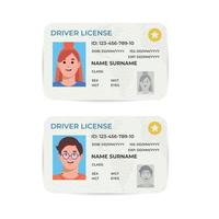 Drivers License. A plastic identity card. Vector flat illustration