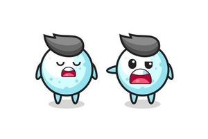 illustration of the argue between two cute snowball characters vector