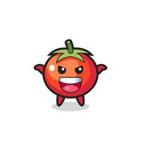 the illustration of cute tomato doing scare gesture vector