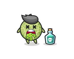 illustration of a melon fruit character vomiting due to poisoning vector
