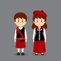 Couple Character Wearing Scotland National Dress vector
