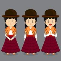 personaje de bolivia con varias expresiones. vector