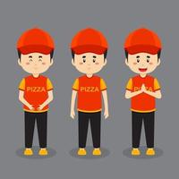 Pizza Delivery Character with Various Expression vector