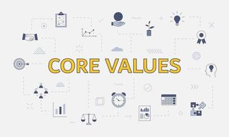 core values concept with icon set with big word vector